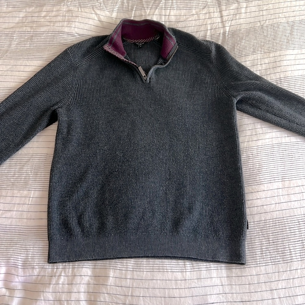 Large Grey Ted Baker London Pullover with purple trim